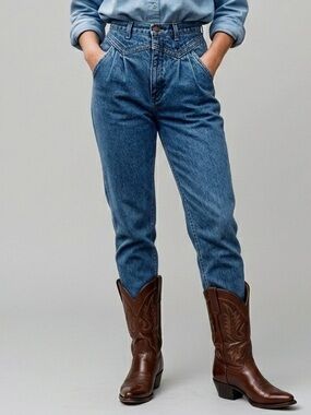 Vintage Wrangler Western High Rise Mom Jeans Womens Size 24x31 Blue Cowgirl